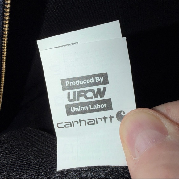 Carhartt Jacket Men’s Large Blue W/ Hood & Inside Pockets / Has A Company Logo - Picture 8 of 10